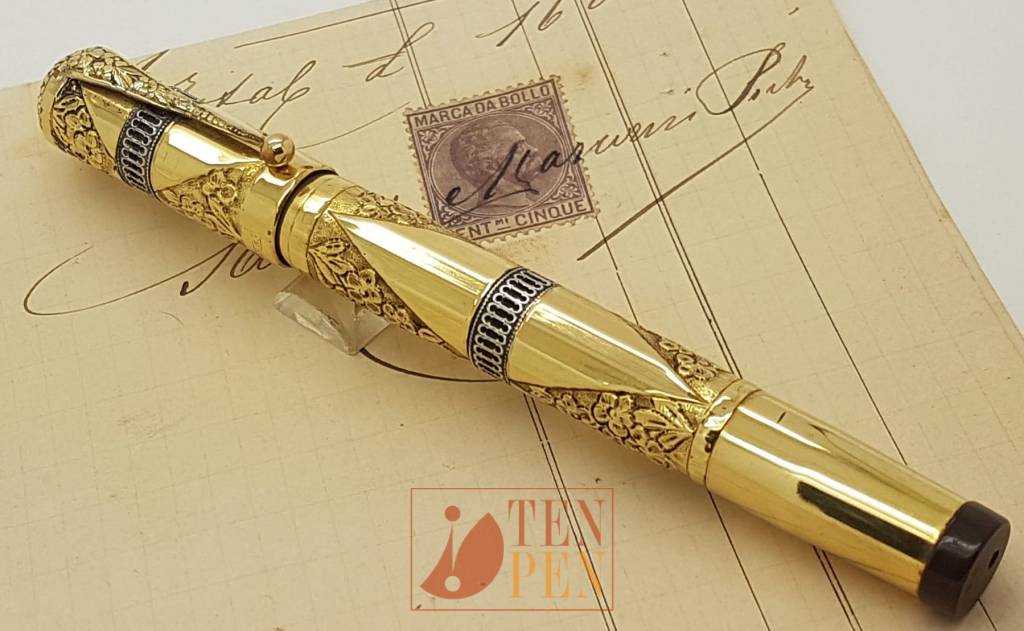 RARE WATERMAN 42 WITH UNUSUAl 18 KR ITALIAN OVERLAY | Tenpen - By